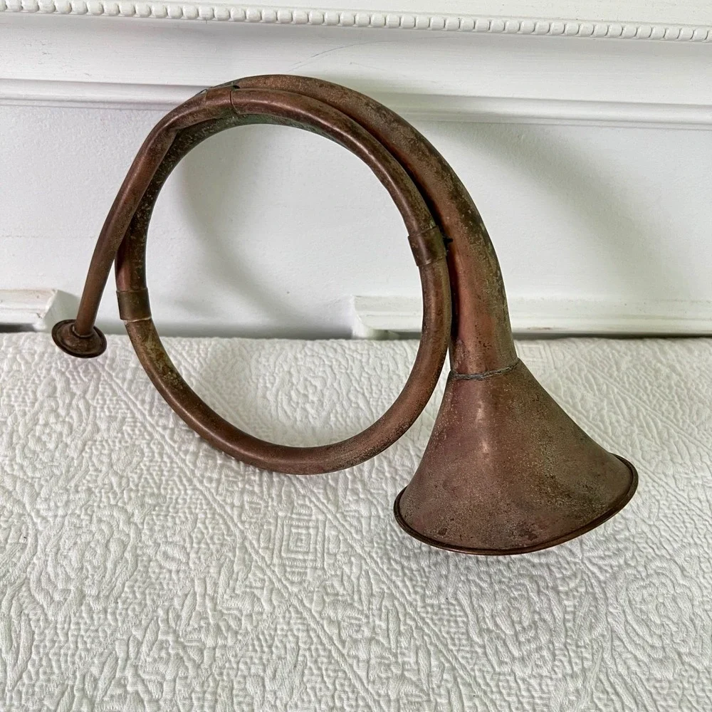 Unbranded Hunting Horn OS Unisex Vintage Copper Patina Equestrian Fox Hunt Decor